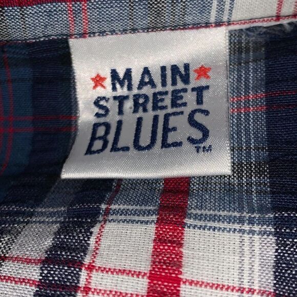 Vintage Main Street Blues Oversized Cotton Plaid Blazer Size B2 - Picture 13 of 14